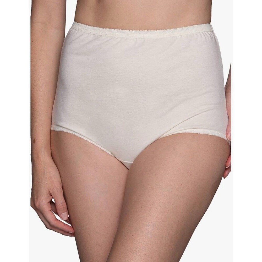 Vanity Fair Women's High Waisted Underwear Full Coverage Panties Cream Size 7